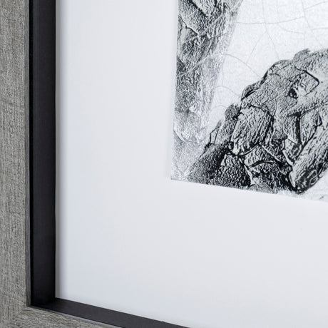 Yang (White) by Mercana Studio a Hand Embellished Textured Framed Art Print Matted under Glass by Mercana at Eve Furniture