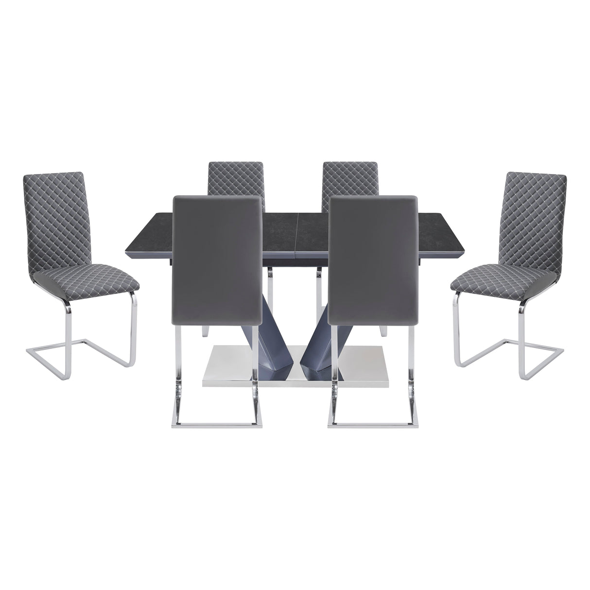 Yannis Black/Gray 7-Piece Dining Room Set by Homelegance at Eve Furniture