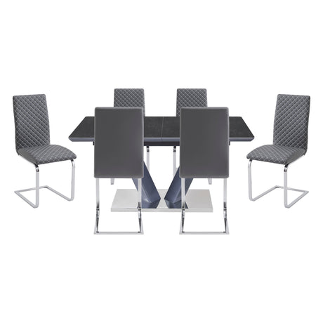 Yannis Black/Gray 7-Piece Dining Room Set by Homelegance at Eve Furniture