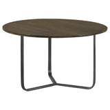 Yaritza Natural/Gunmetal Round Accent Table with Triangle Wire Base