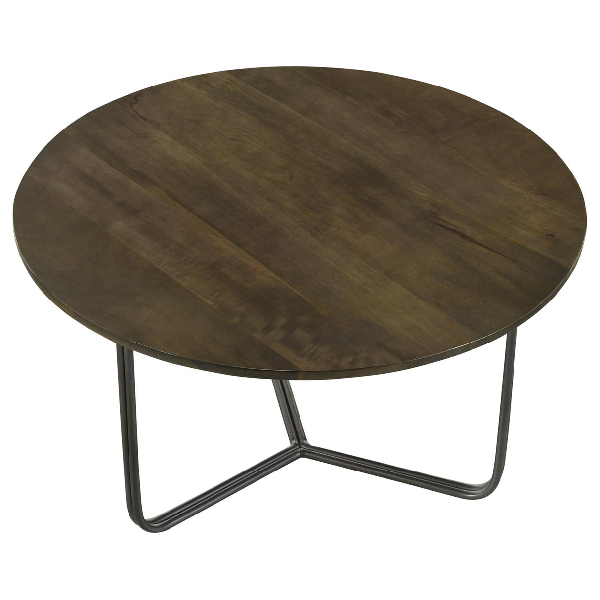 Yaritza Natural/Gunmetal Round Accent Table with Triangle Wire Base