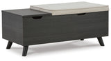Yarlow Linen/Gray Storage Bench by Ashley at Eve Furniture