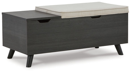 Yarlow Linen/Gray Storage Bench by Ashley at Eve Furniture