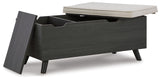 Yarlow Linen/Gray Storage Bench by Ashley at Eve Furniture