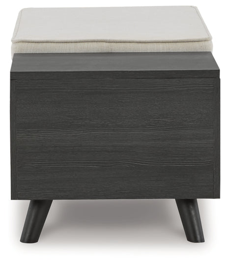 Yarlow Linen/Gray Storage Bench by Ashley at Eve Furniture
