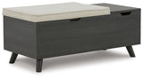 Yarlow Linen/Gray Storage Bench by Ashley at Eve Furniture