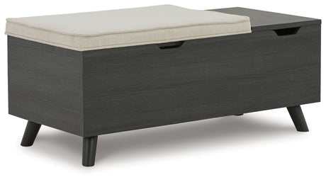 Yarlow Linen/Gray Storage Bench by Ashley at Eve Furniture