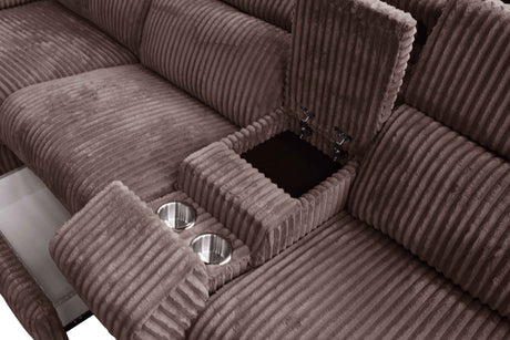 Yash Brown 6-Piece Power Reclining Sectional by New Era Innovations at Eve Furniture