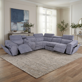 Yash Grey 6-Piece Power Reclining Sectional by New Era Innovations at Eve Furniture