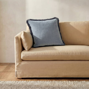 Yasmin Light Blue Faux Mohair Square Cushion by MOES at Eve Furniture