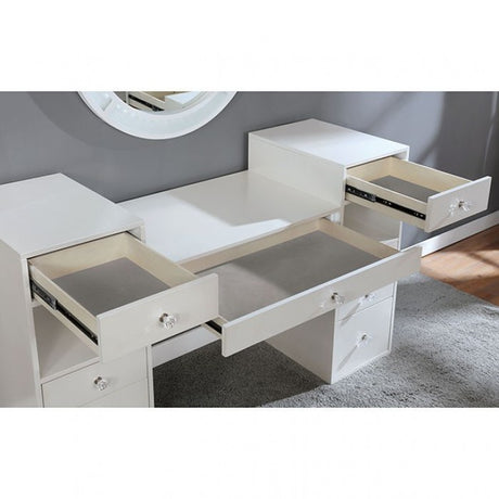 Yasmine Luminous White Vanity Set by Furniture of America at Eve Furniture
