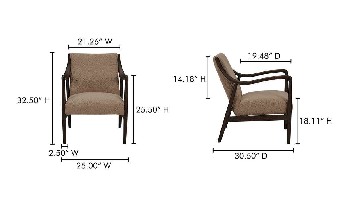 Yates Accent Chair Beige Faux Shearling by Moe's Home at Eve Furniture