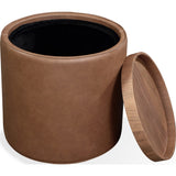 Yeal Leather Upholstered Storage End Table with Wooden Tray Top by Modus Furniture at Eve Furniture