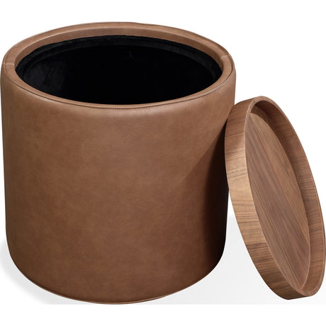 Yeal Leather Upholstered Storage End Table with Wooden Tray Top by Modus Furniture at Eve Furniture