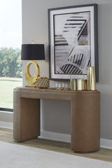 Yeal Sahara Leather Upholstered Storage Console Table with Wooden Tray Top by Modus Furniture at Eve Furniture