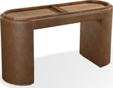 Yeal Sahara Leather Upholstered Storage Console Table with Wooden Tray Top by Modus Furniture at Eve Furniture