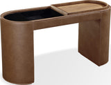 Yeal Sahara Leather Upholstered Storage Console Table with Wooden Tray Top by Modus Furniture at Eve Furniture