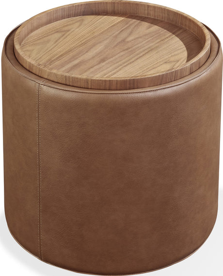 Yeal Sahara Leather Upholstered Storage End Table with Wooden Tray Top by Modus Furniture at Eve Furniture