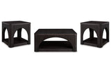 Yellink Black Coffee Table and 2 End Tables by Ashley at Eve Furniture