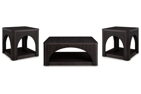 Yellink Black Coffee Table and 2 End Tables by Ashley at Eve Furniture