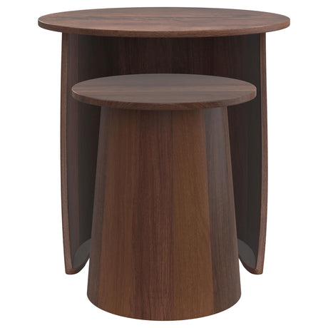 Yency Mango Brown 2-Piece Solid Wood Round Nesting Table by Coaster at Eve Furniture