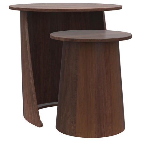 Yency Mango Brown 2-Piece Solid Wood Round Nesting Table by Coaster at Eve Furniture