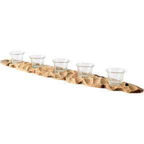 Yerba Reclaimed Mango Wood Five Tealight Table Candle Holder by Mercana at Eve Furniture