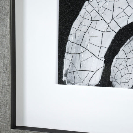 Ying (Black) by Mercana Studio a Hand Embellished Textured Framed Art Print Matted under Glass by Mercana at Eve Furniture