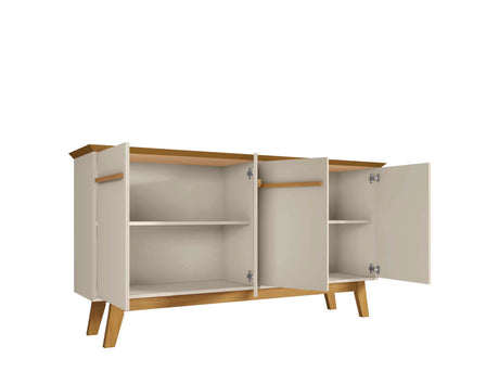 Yonkers 62.99 Sideboard in Off White and Cinnamon by Manhattan Comfort at Eve Furniture