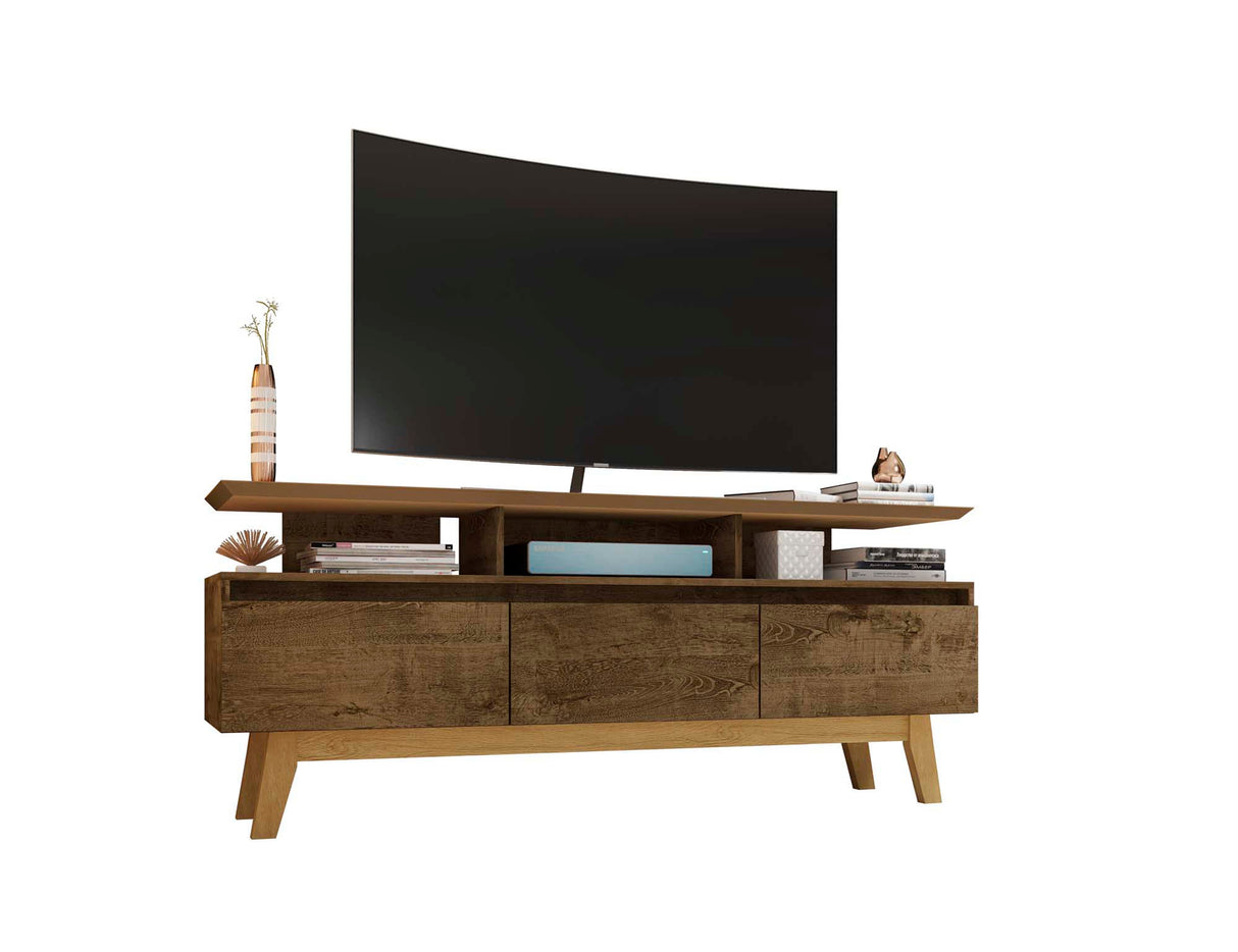 Yonkers 62.99 TV Stand in Rustic Brown by Manhattan Comfort at Eve Furniture