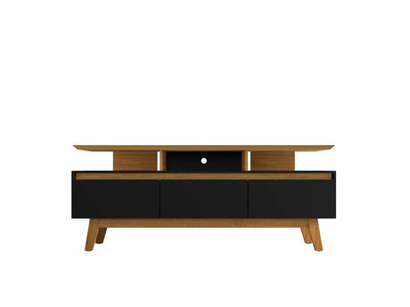 Yonkers 70.86 TV Stand in Black and Cinnamon by Manhattan Comfort at Eve Furniture