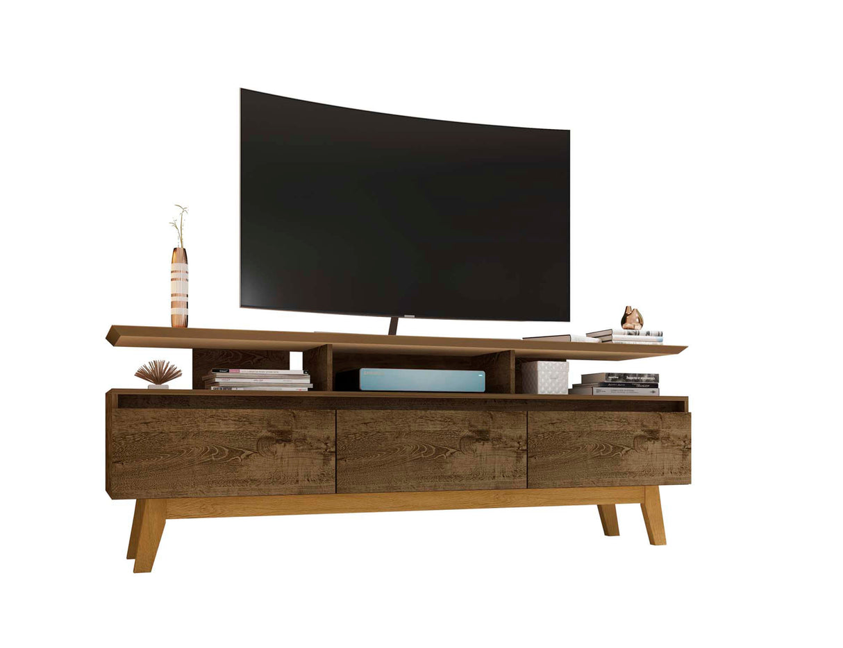 Yonkers 70.86 TV Stand in Rustic Brown by Manhattan Comfort at Eve Furniture