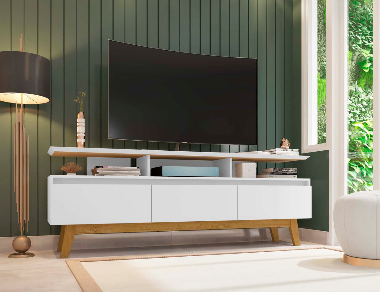 Yonkers 70.86 TV Stand in White by Manhattan Comfort at Eve Furniture