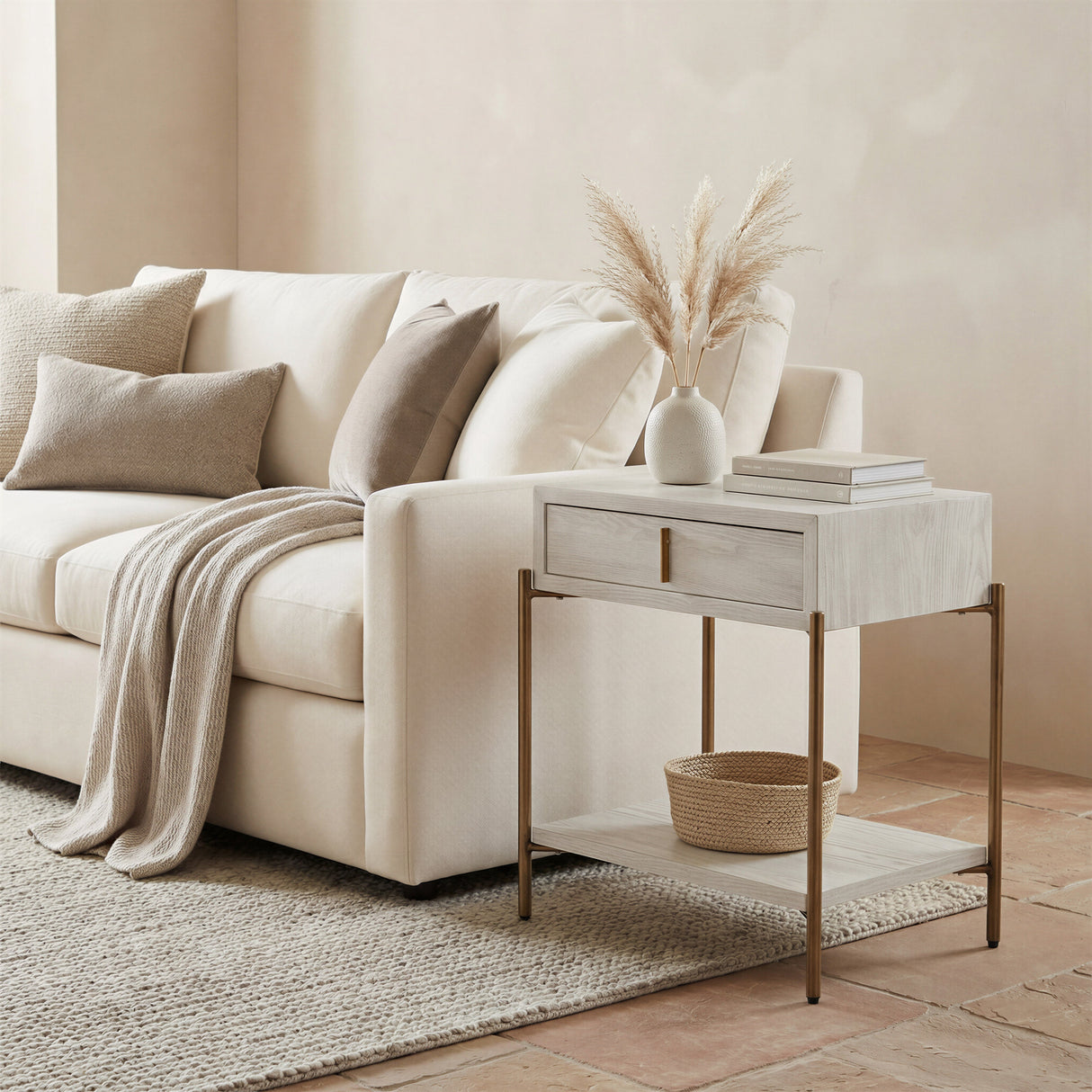Yoru Oak White Side Table by Zuomod at Eve Furniture