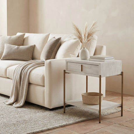 Yoru Oak White Side Table by Zuomod at Eve Furniture