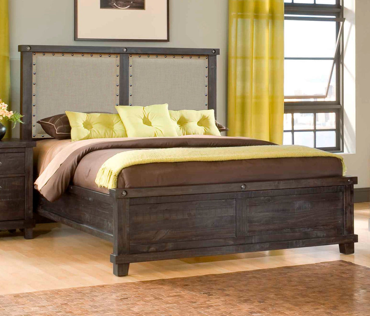 Yosemite Cafe California King Upholstered Panel Bed