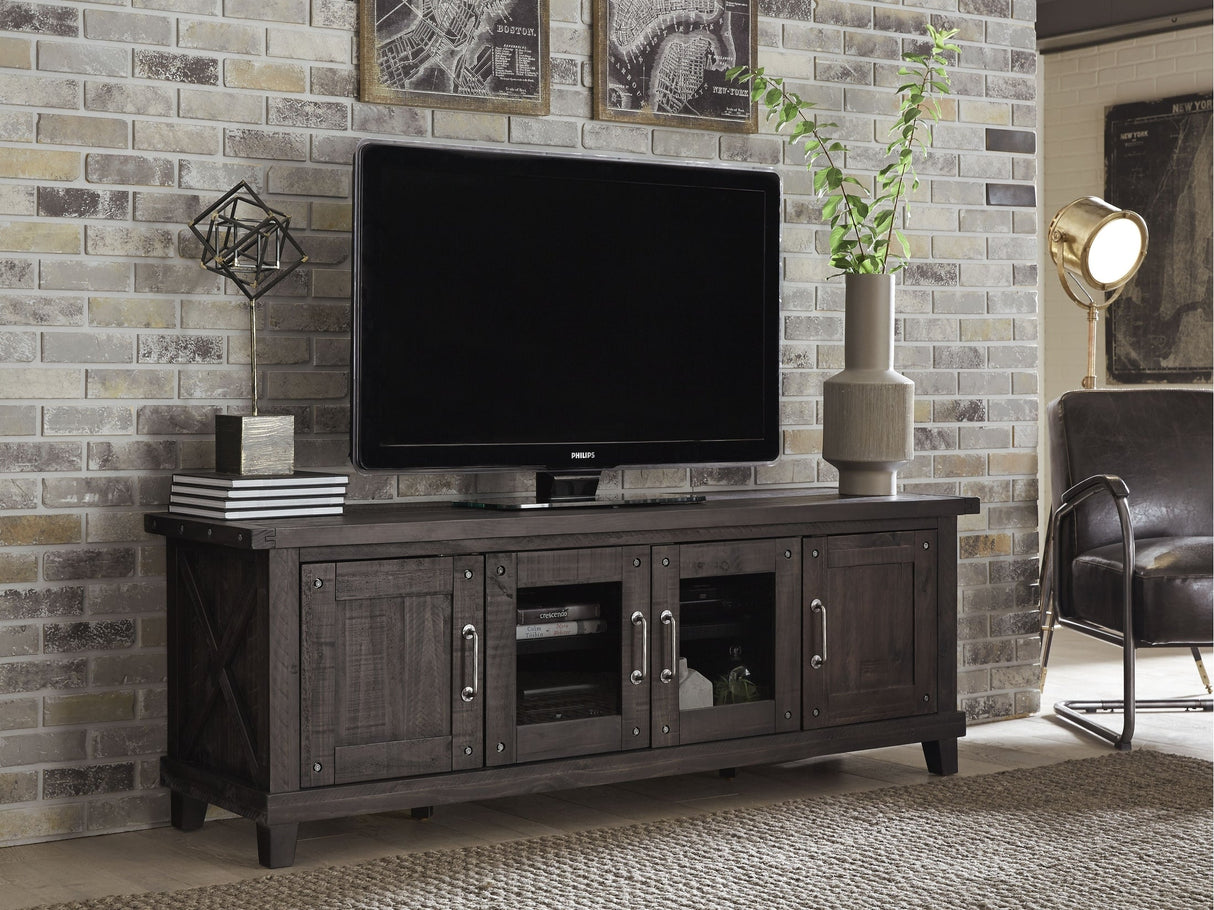 Yosemite Solid Wood Four Door Media Console in Cafe by Modus Furniture at Eve Furniture