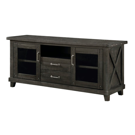Yosemite Solid Wood Two Drawer Media Console in Cafe by Modus Furniture at Eve Furniture
