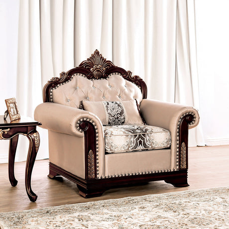 Yucatan Dark Cherry/Beige Chair by Furniture of America at Eve Furniture