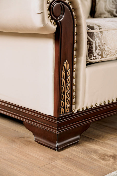 Yucatan Dark Cherry/Beige Loveseat by Furniture of America at Eve Furniture