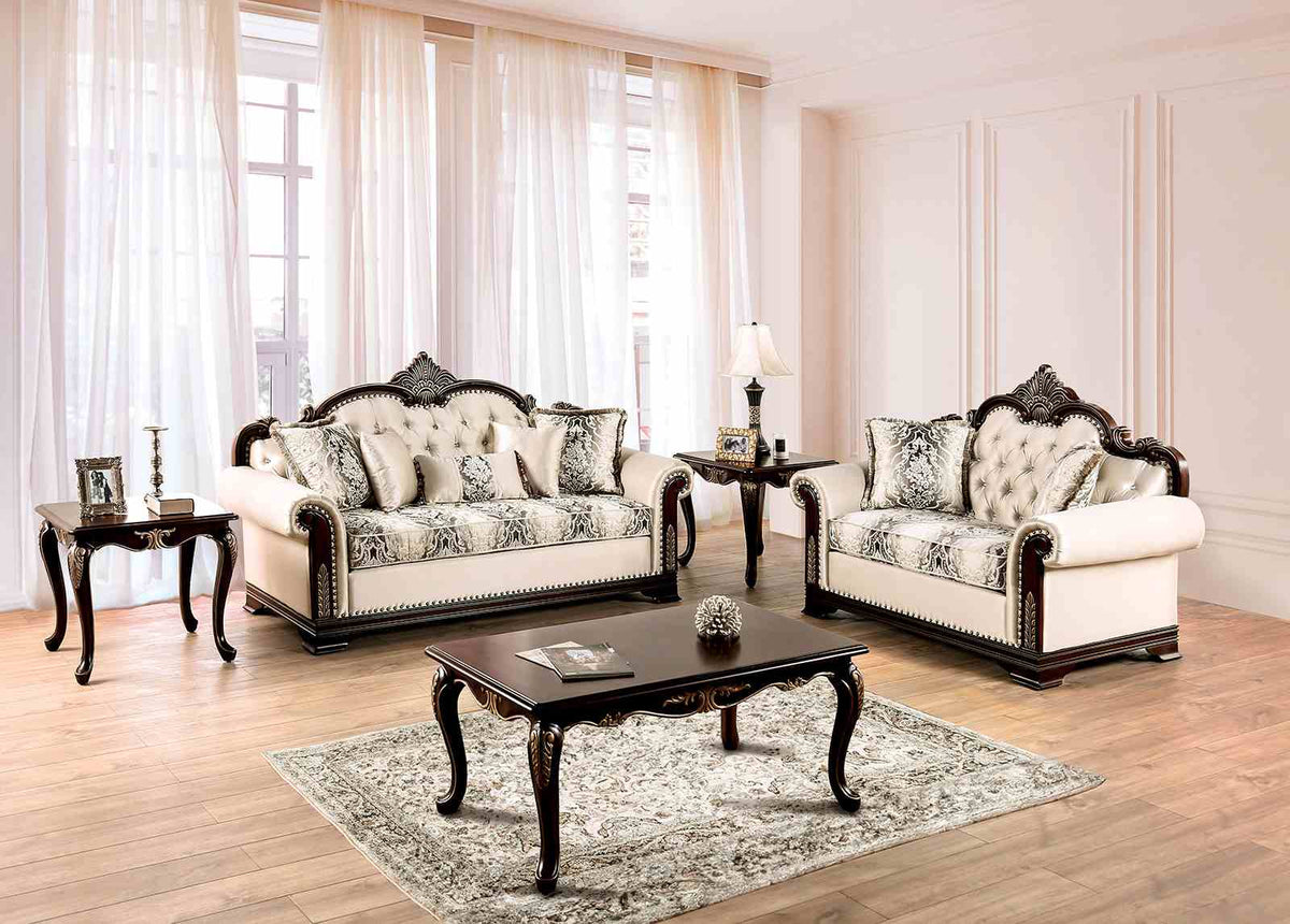 Yucatan Dark Cherry/Beige Loveseat by Furniture of America at Eve Furniture