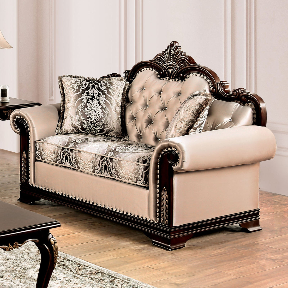 Yucatan Dark Cherry/Beige Loveseat by Furniture of America at Eve Furniture