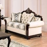 Yucatan Dark Cherry/Beige Sofa & Loveseat by Furniture of America at Eve Furniture