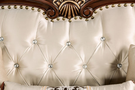 Yucatan Dark Cherry/Beige Sofa & Loveseat by Furniture of America at Eve Furniture