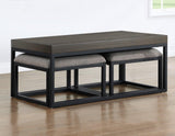 Yukon Rectangular Nesting Coffee Table with 2 Stools by Steve Silver at Eve Furniture