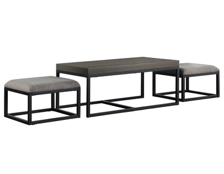 Yukon Rectangular Nesting Coffee Table with 2 Stools by Steve Silver at Eve Furniture