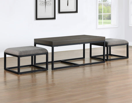 Yukon Rectangular Nesting Coffee Table with 2 Stools by Steve Silver at Eve Furniture