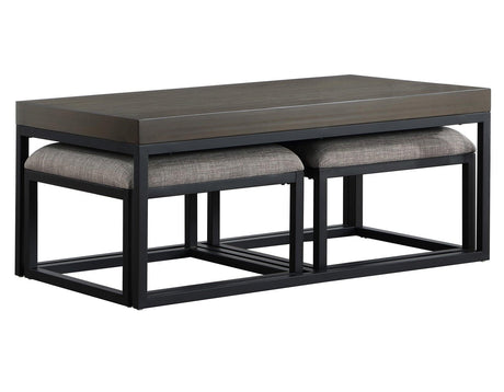 Yukon Rectangular Nesting Coffee Table with 2 Stools by Steve Silver at Eve Furniture