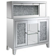 Yvaine 2-door Mirrored Wine Cabinet with Faux Crystal Inlay Silver Default Title by Coaster - Eve Furniture