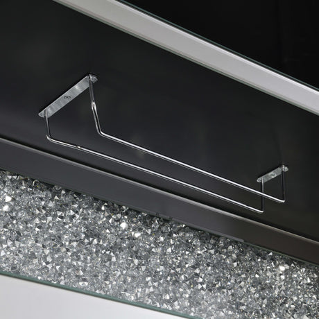 Yvaine Silver 2-door Mirrored Wine Cabinet with Faux Crystal Inlay by Coaster at Eve Furniture